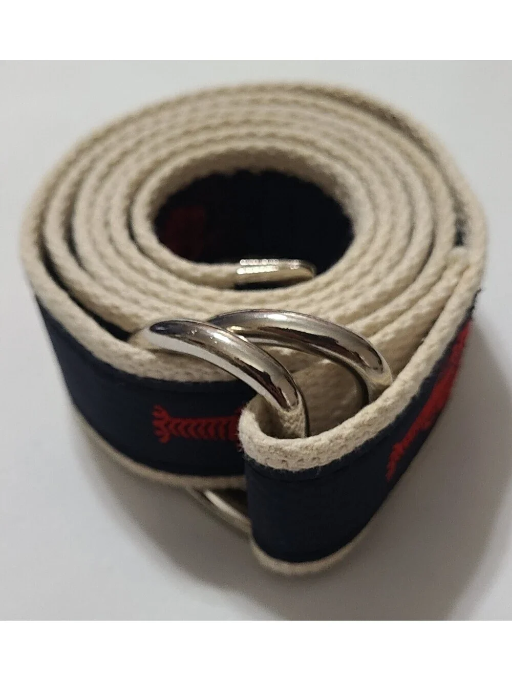 Vtg Cape Cod Preppy Navy Blue Khaki Belt Mens Sz Large Lobsters Chatham T Co EUC